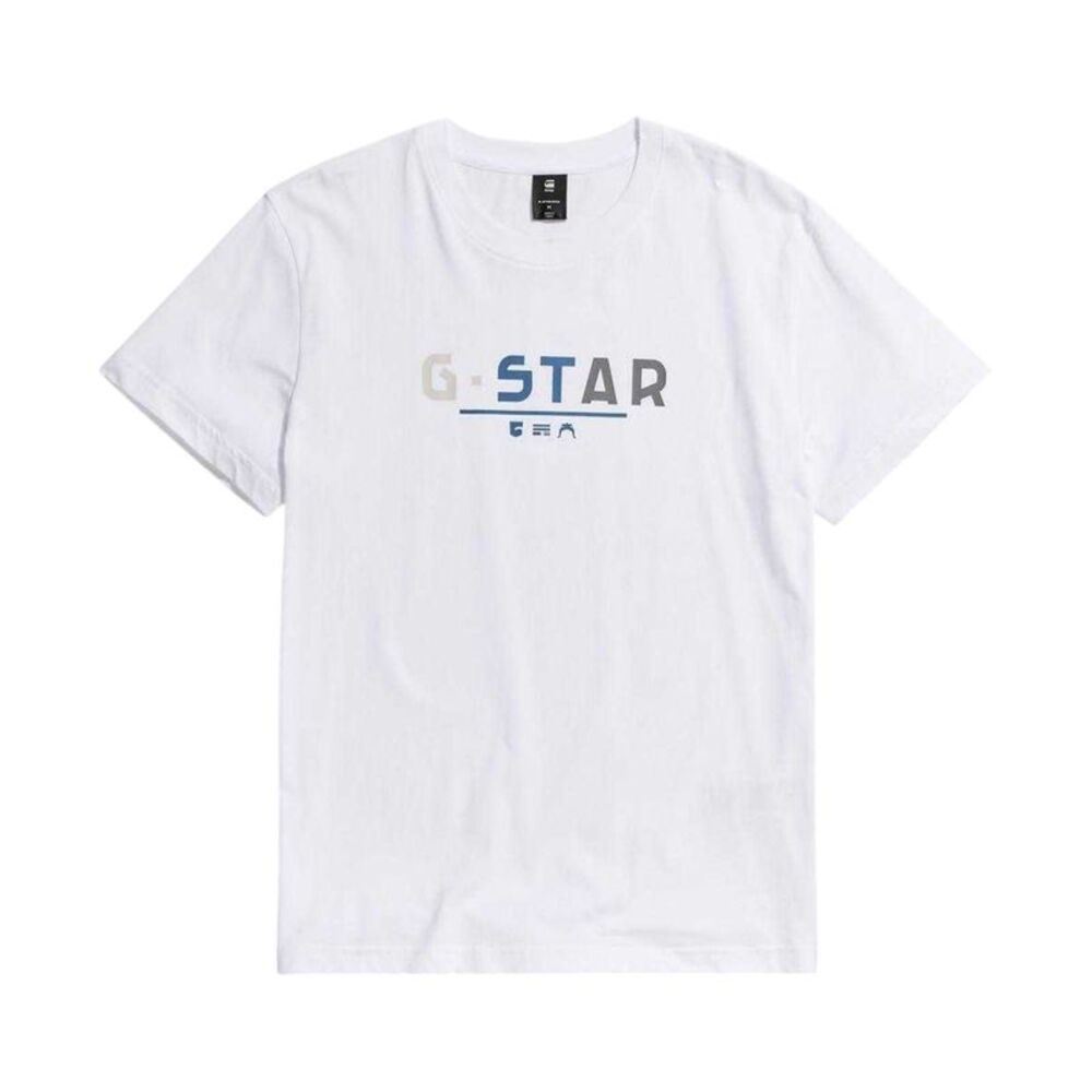 G-Star Mens Graphic Print Straight T-Shirt / White